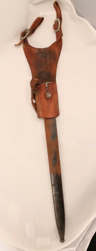 Antique Short Sword Scabbard With Leather Holster " A 3818 "
