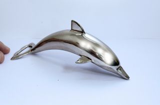 Charming Silver Plate Dolphin Bottle Opener.  Breweriana / Metalware.