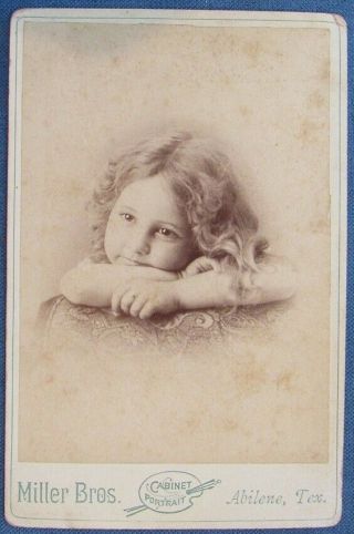 Victorian Era Cabinet Card Photograph Of A Young Girl From Abilene,  Texas
