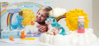 Vintage Mlp G1 Waterfall Playset With Box,  Sprinkles,  And Duck Soup