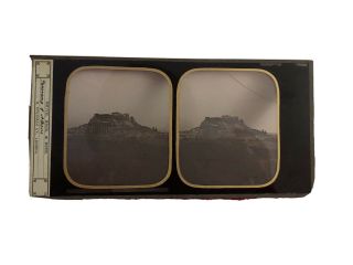 Two 20th Century Glass Stereo Views - Panorama Of Athens,  The Temple Of Dendoor