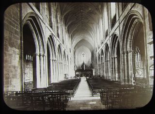 Glass Magic Lantern Slide Chester Cathedral The Nave C1900 Photo England