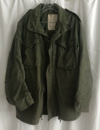 Vintage Us Navy Army Usmc M65 Olive Green Field Jacket Coat Sz Medium Long Ml