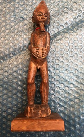 African Fertility Statue Wood Antique Hand Carved Male Yoruba Ibeji