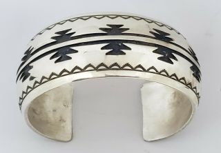 Vintage Navajo Sterling Silver Cuff Bracelet Signed J.  M.  Stunning