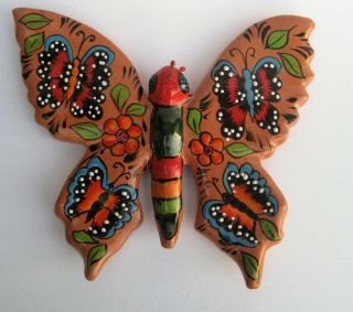Mexican Talavera Pottery Butterfly Sculpture Animal Figure 15 " X 13 "
