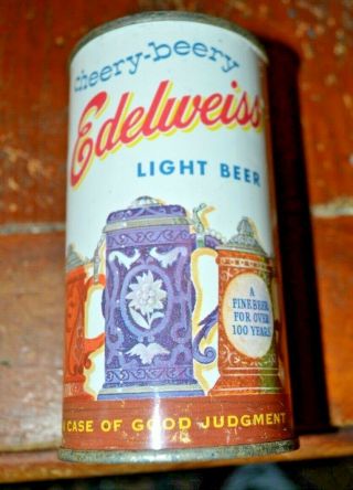 Vintage Edelweiss Cheery - Beery Light Flat Top Beer Can
