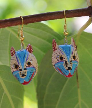 Alebrije Unusual Creature Earrings Ana Xuana Handmade Oaxaca Mexico Folk Art
