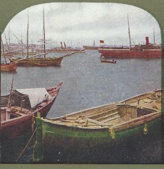 Beirut Harbor,  Syria,  Holy Land 1904 T.  W.  Ingersoll Stereoview Card