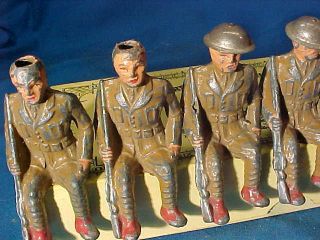 6 - 1930s BARCLAY Cast Metal US ARMY SEATED SOLDIERS w Orig Paint 2