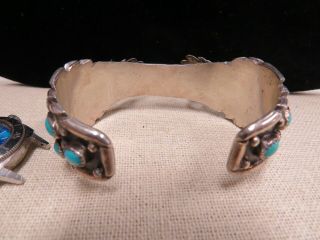 VINTAGE SILVER NAVAJO TURQUOISE WATCH CUFF BRACELET,  51.  6 GRMS 2