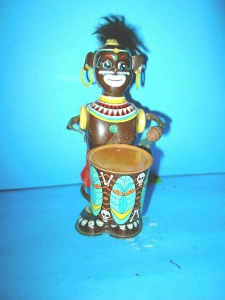 Old Marx Japan Tin Wind Up Toy African Drummer