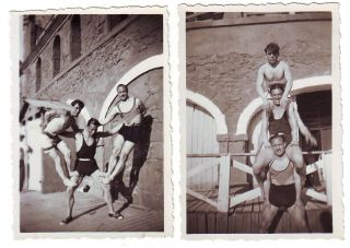 Semi Nude Men Gay Interest,  Set Of 2 Vintage Photos,  1930`s,  25