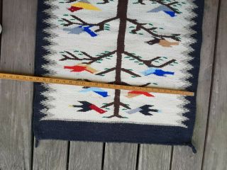Vintage Native American Indian Navajo Tree of Life Bird Rug Blanket 26.  5 x 39 