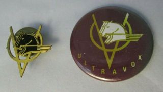 Ultravox Vintage 2 X Early 80s Post Punk Synth Enamel Brooch Pins Button Badges