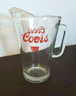 Vintage Coors Banquet Beer Heavy Glass Pub Pitcher - No Chips
