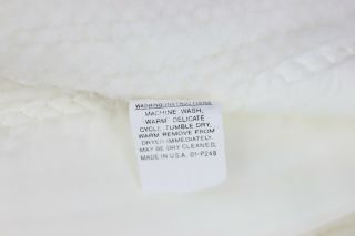 Vintage Acrylic Nylon Trim Waffle Weave Blanket White Ivory 62 