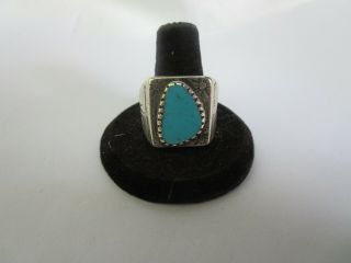 Native American Sterling Silver & Turquoise Sand Cast Men 