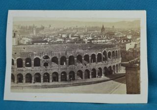 1860/70s Cdv Photo Carte De Visite Italy Verona Arena Roman Amphitheatre