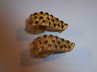 Pauline Rader Vintage Gold Nugget Gold Tone Earrings Pierced Large
