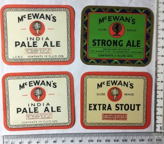4 Old William Mcewans Brewery Edinburgh Scotland Beer Labels (all Different) 74
