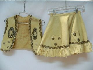 Charming Vintage Ivory Cowgirl Costume Made Of Felt W Silver Sequins,  Spangles