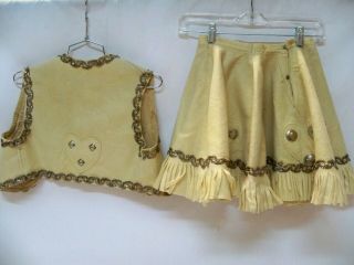 Charming Vintage Ivory Cowgirl Costume made of Felt w Silver Sequins,  Spangles 2