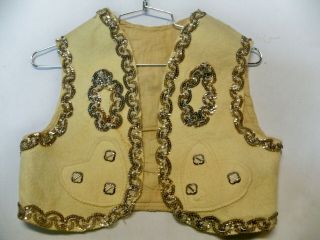 Charming Vintage Ivory Cowgirl Costume made of Felt w Silver Sequins,  Spangles 3