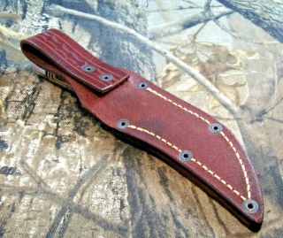 Vintage Western USA 640D Fixed Blade Knife W/Custom Hand Made R - H Leather Sheath 2