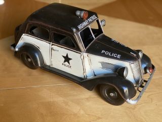 Police Car - 1937 Classic Roosevelt Tinplate Model Collectible And Rare