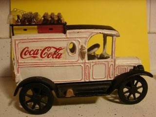 Vintage Coca - Cola Cast Iron Delivery Truck With 2 Full Coke Carriers