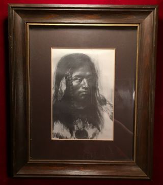 Vintage Framed Native American Indian Portrait Print