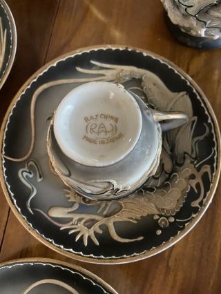 Vintage 17 pc moriage hand painted dragonware tea set w/ blue eyed dragon - Japan 2