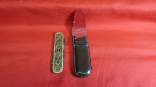 Vintage Hermes Pocket Knife With Case.  Both Are In.