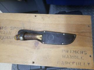 Vintage Remington Dupont Rh 75 Bone Stag Handle Hunting Knife 4 Inch Blade