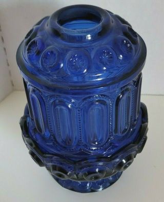 Vintage LE Smith Moon And Stars Glass Courting Fairy Candle Lamp Cobalt Blue HTF 2