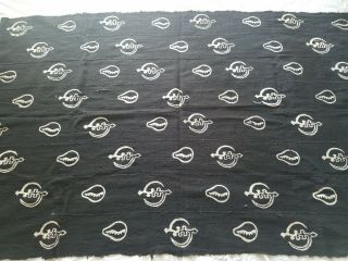 Authentic African Handwoven Black/white Mud Cloth Fabric From Mali Sz 61 " By 40 "