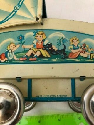 Vintage Tin Litho / Metal Toy Baby Buggy Pram Carriage - Made In West Germany