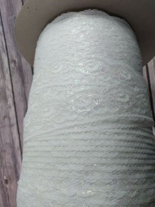 Vintage Lace Trim Spool 1 " Flower White Rainbow Sparkle Reflective Sewing