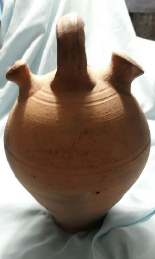 Terracotta Jug From Mexico,  11 Inches High,  Two Spouts,  Unusual