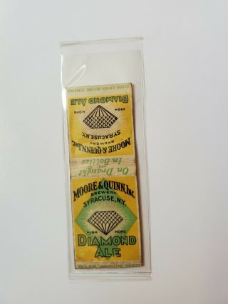 Moore & Quinn Diamond Ale Beer Matchbook Cover Syracuse York Ny