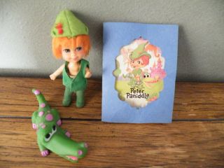 Vintage Mattel Liddle Kiddle Peter Pan Paniddle/alligator/hat W/ Feather/book
