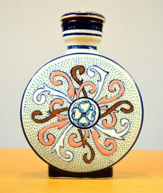 Javier Servin Ceramica Round Spirit Bottle Hand Crafted In Queretaro,  Mexico
