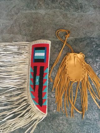 Native American Knife Sheath And Pouch