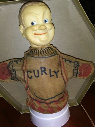 Vintage The 3 Three Stooges Curly & Larry Vinyl Head Hand Puppets 1959 Ideal
