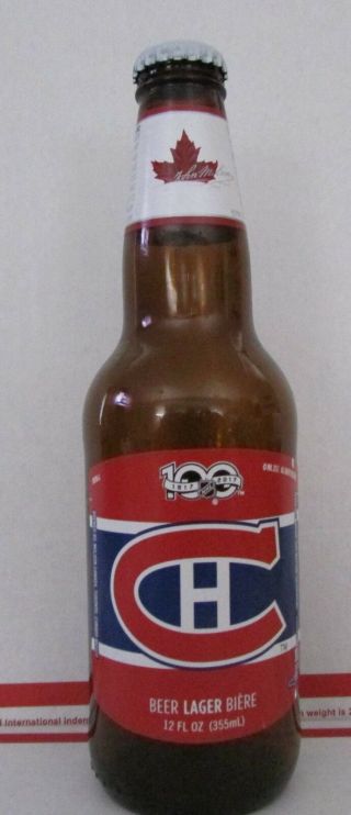 Molson Beer Bottle Montreal Canadiens 100th Anniversary Nhl 6 Empty