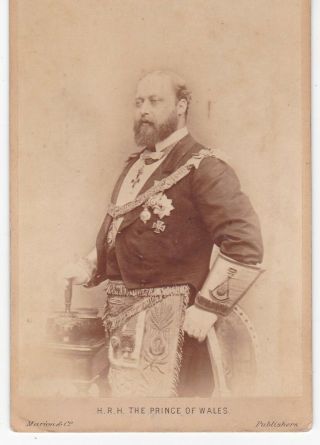 Cabinet Card,  The Prince Of Wales In His Masonic Regalia,  C.  1880 