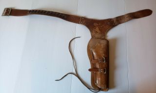 Rare Vintage Hubley Colt 45 Single Holster 50s 60’s Cowhide Cowboy Toy