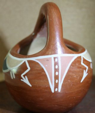 Vintage Santa Clara Pueblo Pottery,  Polychrome Handled Basket 3