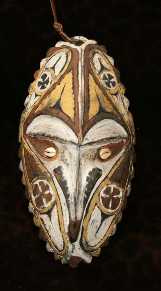 Old Papua Guinea East Sepik Polychrome Ochre Painted Wood Spirit Mask 12 "